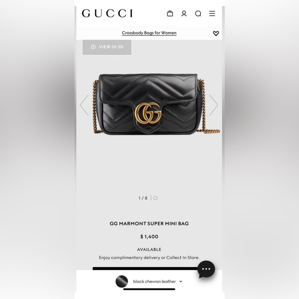 Gucci black gg marmont mini bag and card holder set